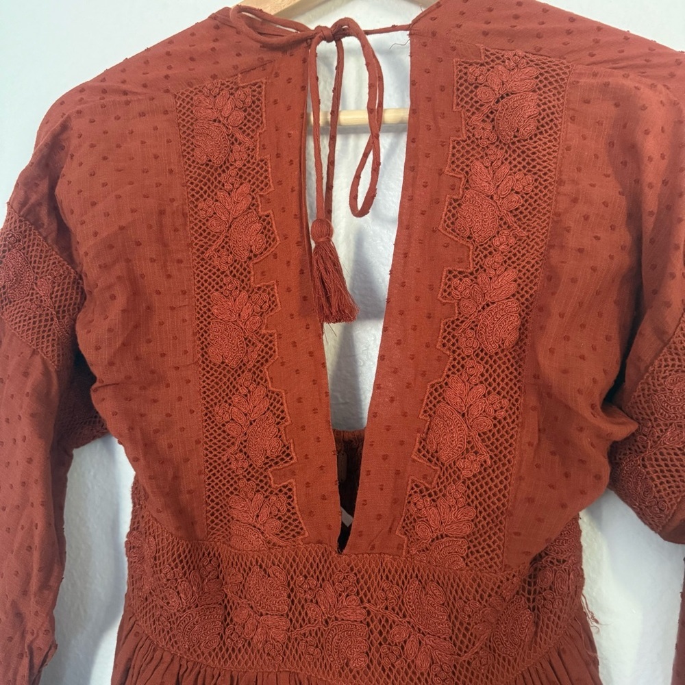 Free People Deep V-Neck Rust Dress size XS - Picture 6 of 12